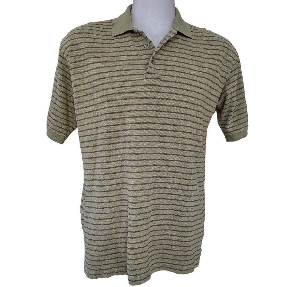 High Sierra Polo Shirt Size Mens M Retro Sage Green Striped Casual Top Norm Core